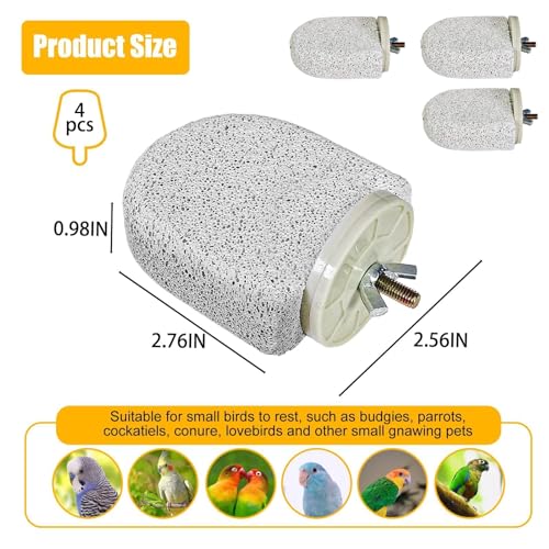 4Pack Bird Perch Stands Parrot Beak Grinding Stone Platform,Grey-S | Parakeet Foot Claws Trimmer,Calcium Perch Climbing Chewing Toys for Small Medium Birds Cockatiel Conure Lovebird Budgie - color: 4Pack Grey | S