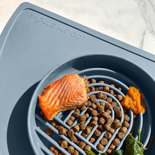 Slow Feeder Dog Bowls - Medium Size Silicone Slow Eating Dog Bowl for Puppies & Dogs with Suction Cup -Dishwasher-Safe, Lick Mat Design, Reduces Gulping,for All Breeds,7.5”x1.5”- Ocean - color: Ocean - Rainbow Design, size: Medium (7.5” Across x 1.5” Tall