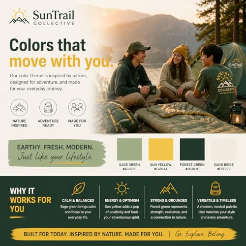 SunTrail Collective Sleeping Bag – Lightweight 32-59° Sleeping Bag for Teens & Young Adults, Mummy Style, Warm & Compact Camping Sleep Sack for Outdoor, Travel & Festivals, Portable w/Carry Bag