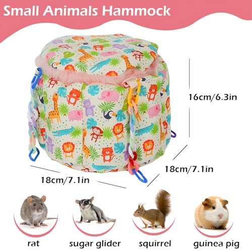 Rat Hammock for Cage, Warm Sleeping Nest Bed with Privacy Cover | Hanging Rat Bed with Adjustable Chain Links, Thick Soft Cotton, Fits 1-2 Rats & Sugar Gliders to Cuddle, Great for Winter - color: Pink