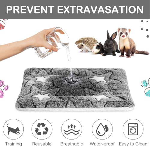 Haull 4 Pcs Waterproof Guinea Pig Bedding Soft Dog Cat Bed Crate Mat Small Animal Plush Cage Liners Rabbit Bunny Kennel Pad Reversible Cozy Pee Thickened Hamster Pad(Double Star,13 x 10 Inch) - size: 13 x 10 Inch