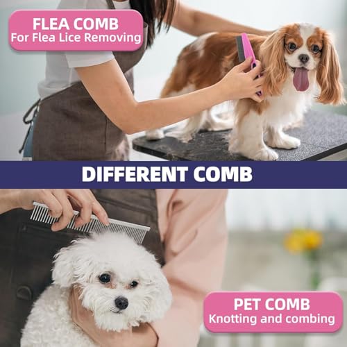 Dog Brush for Shedding,9 PCS in One Pet Slicker Hair Brush Kit with Pet Nail Clipper and File - Dog Cat Grooming Deshedding Undercoat Rake Brush Comb for All Small Large Dogs Cats Pink - color: 9-Pink