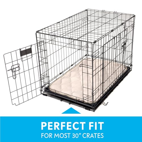 Paw Inspired Washable Padded Crate Mats for Dogs, Beige, 29x18 Inch | Fits 30-inch Kennels, Leakproof, Waterproof Bottom, Plush Dog Pad, Pet Bed - color: Tan, size: 30 Inch