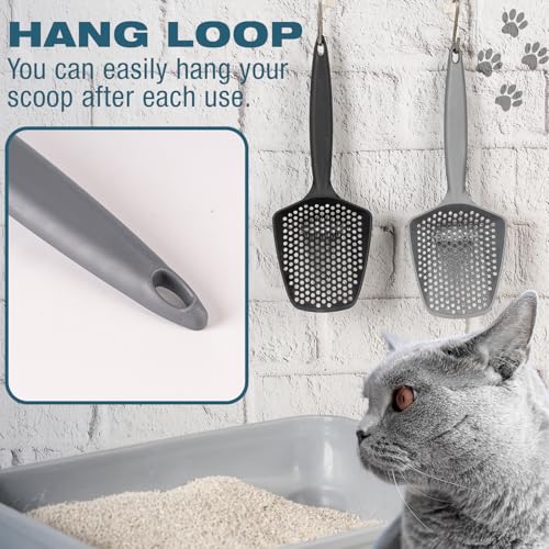 Set of 1 Fine Mesh Cat Litter Scoop with Small Holes, Deep Sifting Shovel for Litter, Reptile Terrarium Sand & Rabbit Pooper Lifter, Hanging Handle Poop Scooper (Black, Set of 1) - color: Black, size: Set of 1
