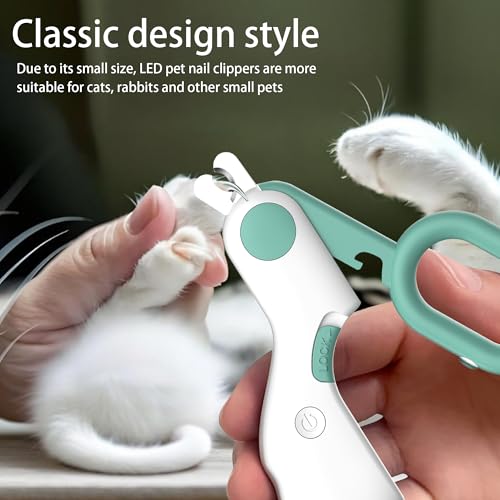 Pet nail clippers with LED Lights cat nail clippers for indoor cats nail trimmer clippers for small dog nail trimmers Cats rabbits nail clippers Bird Kittens (blue) - color: Blue