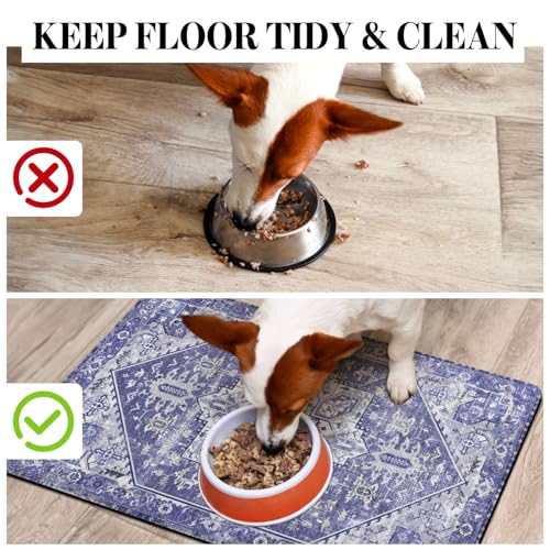 Dog Food Mats for Floors, Absorbent Dog Bowl Mat for Food and Water Dispenser Mat, Quick Dry Cat Food Mat Pet Supplies - color: Vintage Purple, size: S(12"×20")