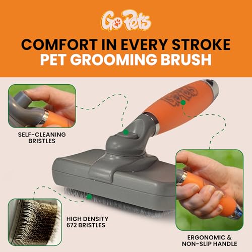 Self-Cleaning Slicker Brush for Dogs & Cats, Deshedding & Dematting | Retractable Bristles, Undercoat Tool for Long Haired Dogs, Non-Slip Handle, Detangler Comb for Mats & Shedding Fur - style: Slicker Dematting Comb