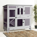 GUTINNEEN Large Rabbit Hutch Indoor with Chew-Proof Ramp, 47" Wooden Bunny Cage Guinea Pig Cages with Casters, Leak-Resistant Trays for Rabbits, Guinea Pigs, Small Animals