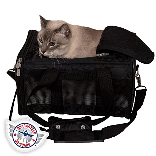 Sherpa Original Deluxe Travel Pet Carrier, Airline Approved & Guaranteed On Board - Black Lattice, Small - color: Black Lattice, size: 15.0"L x 10.0"W x 8.5"H