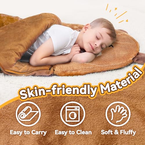 iPlay, iLearn Kid Capybara Sleeping Bag, Toddler Boys Girls Daycare Nap Mat | 2 In 1 Plush Animal Slumber Bag, Brown Pillow, Happy Travel Sleepover Preschool Birthday Gift for Age 3 4 5 6 7 8 10 12 Child - style: Capybara