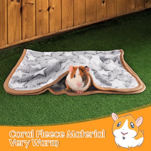 Guinea Pig Blanket, 2 Pack Warm Soft Coral Fleece Small Animal Blankets Washable Pet Cage Liners Sleep Mat Pad Cover for Rabbit Hamster Dog Cat Ferret Chinchilla Hedgehog Bedding, 24" x 16" - color: Burgundy + Grey (2 Pack)