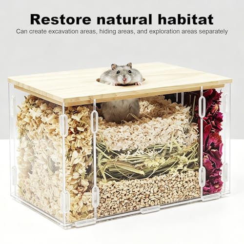 Visible Hamster Digging Box(Acrylic) | for Syrian Dwarf Hamsters, Acrylic Critter's Sand Bath Shower Room & Digging Sand Container,Transparent - color: Transparent