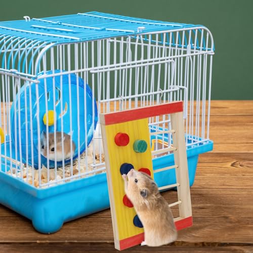 Hypeety Pet Hamster Colorful Wooden Climbing Wall and Ladder Molar for Dwarf Hamster Gerbil Rat Small Animal Toy Yellow - color: Climbing Wall