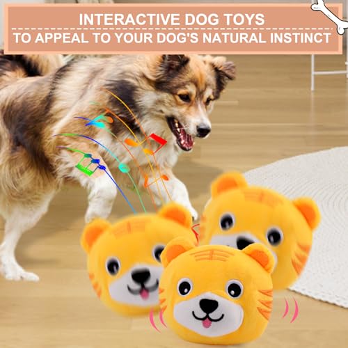 BABORUI Interactive Dog Toys Tiger, Jumping Squeaky Dog Toys with Recording and Music Modes, Rechargeable Moving Dog Chew Toys for Small/Medium/Large Dogs to Keep Them Busy(Tiger) - color: Tiger