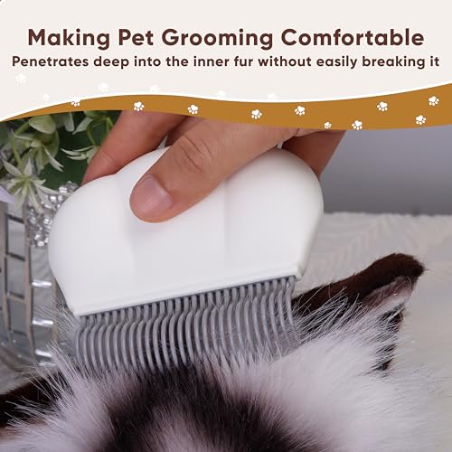 2-in-1 Pet Hair Removal Massaging Shell Comb, Soft Deshedding Brush for Cats & Dogs, Gentle Grooming Tool for Mats & Tangles (White) - size: Massaging Shell Comb