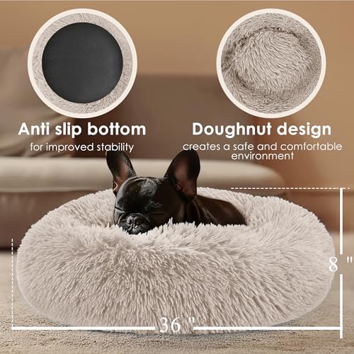 Extra Large Dog Beds, 36 Inch Human Dog Anxiety Relief Comfort Bed, Indestructible & Chew Proof Pet Beds (Brown) - color: Brown, size: 36.0"L x 36.0"W x 8.0"Th