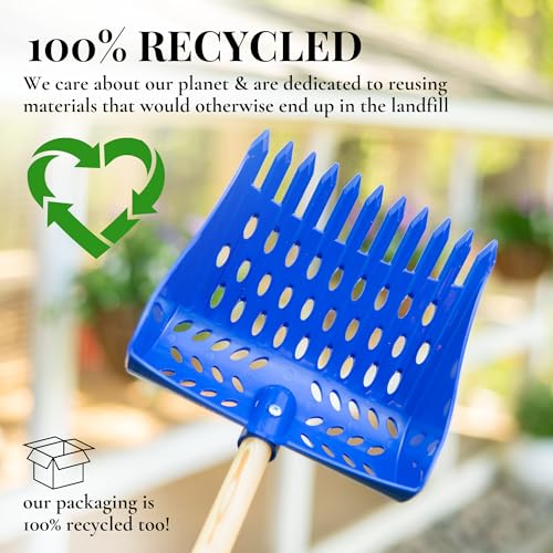 The Coop Scoop® Shelf 2-in-1 Chicken Poop Scooper & Rake, 10" Handle | Made in The USA, Patented, Durable Sand Sifting Litter Shovel, For Chicken Coops & Small Farm Animals - size: SHELF 10" Handle