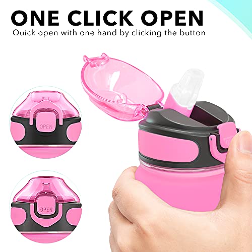 Enerbone 32 oz Drinking Water Bottle with Times to Drink and Straw, Motivational with Carrying Strap, Leakproof BPA & Toxic Free, Ensure You Drink Enough Water for Fitness Gym Outdoor - color: Pink-Green