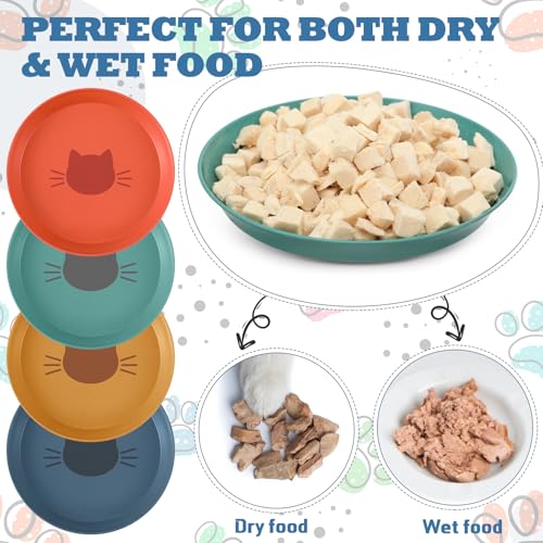 Gerrii 24 Pieces Fatigue Relief Cat Bowl 6 Inch Shallow Cat Food Dish Stray Wet Feeding Bowls Wide and Small Pet Plates for Ferrets Feral Short Legged Kitten Shelter(Elegant Color,Pattern) - color: Elegant Color, style: Pattern