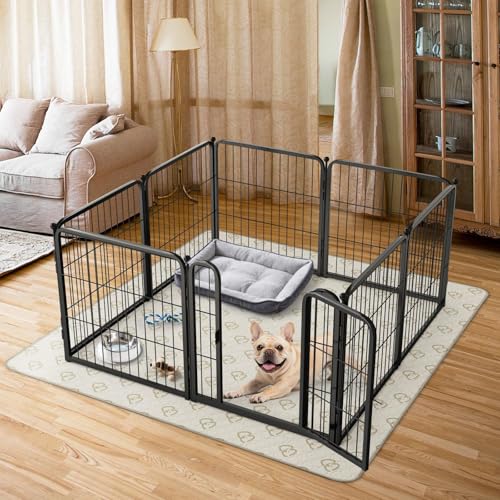 FXW Homeplus Indoor Dog Playpen with Washable Pee Pad, 24" H, 8 Panels | Calm Indoor Play Area, Super Absorbent Pad for Easy Cleanup, for Puppies & Small Dogs, Patented - color: Black, size: 24"H