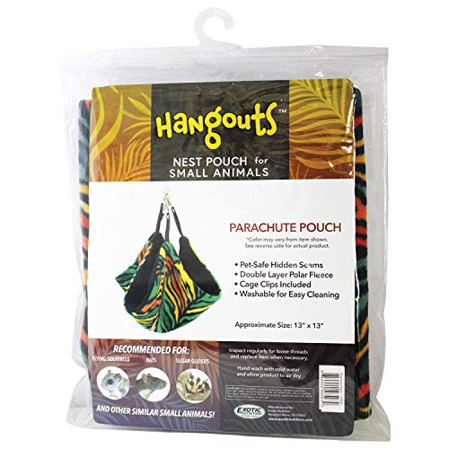 Parachute Pouch (Giraffe) - Hanging Fleece Cage Accessory Toy for Sugar Gliders, Marmosets, Rats, Hamsters, Flying Squirrels, Ferrets, Birds, Chinchillas, Parrots - Hammock, Tower, Bed, Nest Pouch
