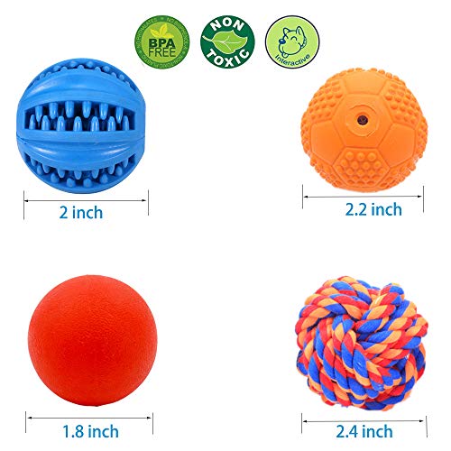 Volacopets Puppy Balls - Pack with Different Functions & Teething Toys for Small Dogs, Squeaky Dog Balls, Rubber Chew Toys for Enrichment - size: Small (4 Pack)