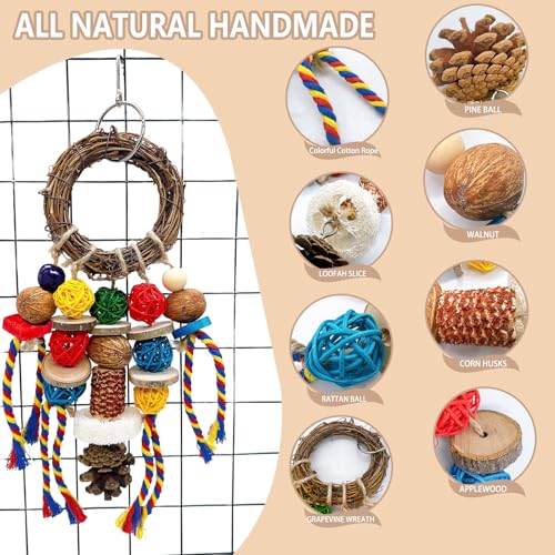 Bunny Chew Treats Toy for Teeth, 2PCS Rabbit Cage Hanging Chew Toys and Rattan Ring with Snack,Natural Material Chinchilla Treats Toys for Guinea Pig Gerbils Hamster Rat Teeth Grinding - color: 2PCS Classic
