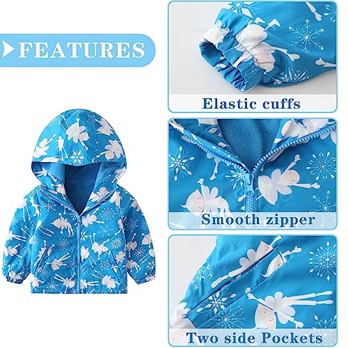 Happy Cherry Toddler Boy Girl Fleece Lined Jackets Waterproof Hooded Windbreaker Coat for Winter Fall 2023 - color: Thick Blue Evil, size: 3-4T