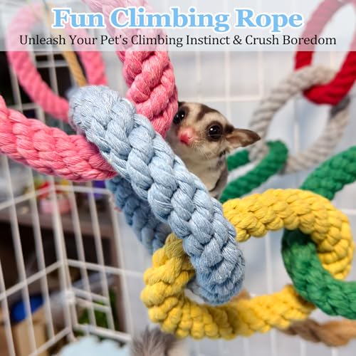 Sugar Glider Climbing Rope Toys Rat Cage Hanging Toys Small Animal Climbing Rings Cage Accessories for Flying Squirrel Sugar Glider Hamster Parrots - size: 3 Pcs