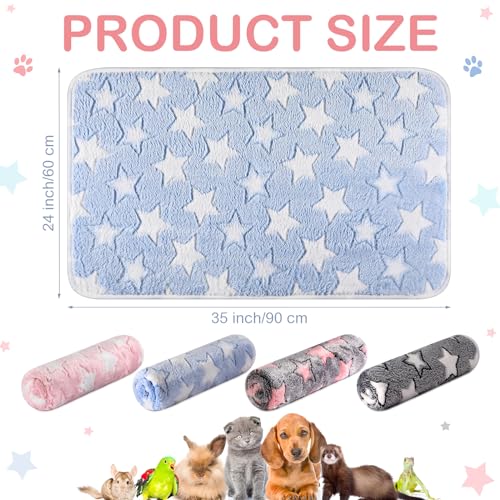 Reginary 4 Pcs Waterproof Guinea Pig Blankets Washable Small Animal Fleece Bedding Absorbent Guinea Pig Cage Liners Reusable Training Pee Pad Pet Sleep Mat for Hamster(Cute Star Pattern,35 x 24 Inch) - size: 35 x 24 Inch