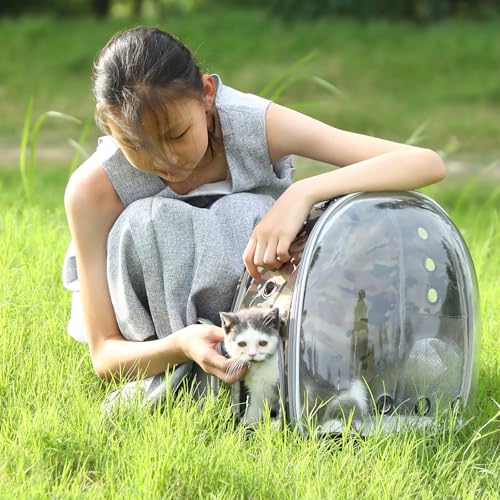 Expandable Cat Carrier Backpack with Bubble Window, Camo | Breathable mesh, anti-collapse frame, side door, safety leash and escape-resistant zippers for vet visits and outdoor travel. - color: Camo