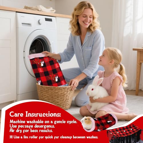 NAPLORD Small Pet Fleece Set,Guinea Pig Snuggle Sack, Tunnel,Fleece Forest Hideout,Square and Round Potty Pads for Guinea Pigs and More - color: Red, size: 1 piece Tunnel