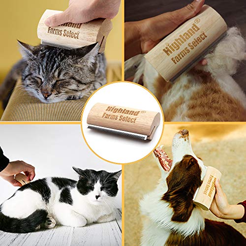 Deshedding Grooming Tool for Dogs, Cats & Horses, Ergonomic Design Wood Groom Brush, Professional Pet Groomer, Painlessly Remove for Short & Long Hair, Fur & Dirt - 5 Inches - color: L
