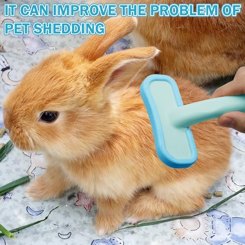 2Pcs Rabbit Bunny Soft Brush, Practical Brush for Rabbits Grooming, Soft Silicone Small Animal Massage Comb, Bunny Grooming Kit Supplies Suitable for Cats Puppies & Other Pets(Blue) - color: 2pc-blue