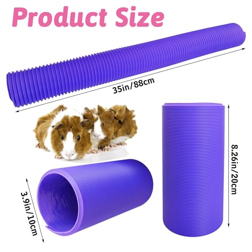 Hamiledyi 2 Pack Hamster Fun Tunnels, Guinea Pigs Plastic Tube, Hamsters Foldable Exercising Training Hideout Tunnel & 2 Pack Grass Balls, Small Animals Toys for Chinchillas Gerbils Ferrets(Purple) - color: Purple
