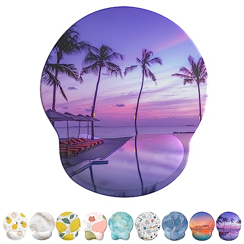Mouse Pad with Wrist Rest, Comfortable Computer Mousepad with Gel Wrist Support Smooth Surface and Non-Slip PU Base for Pain Relief, Laptop, Office & Home (Mauve Twilight) - color: 04Mauve Twilight