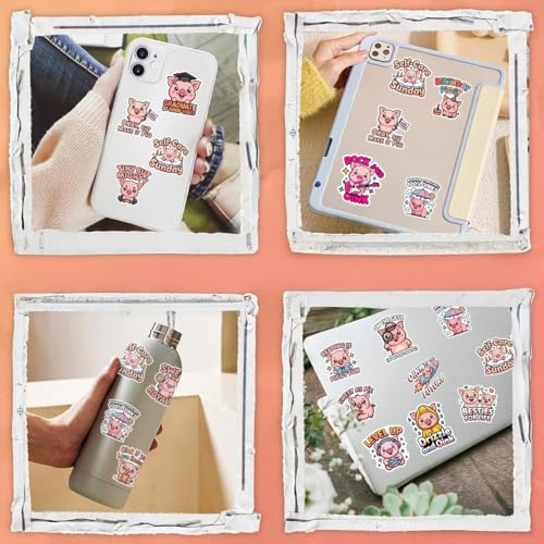 Vybonz Pig Sticker Cute Animal Decal Funny Cartoon Farm Animal | Pig Stickers with Funny Animal Characters and Quotes for Farm Lovers, Laptop, Water Bottle, Journal and Notebook Use - color: Pig, size: 3in