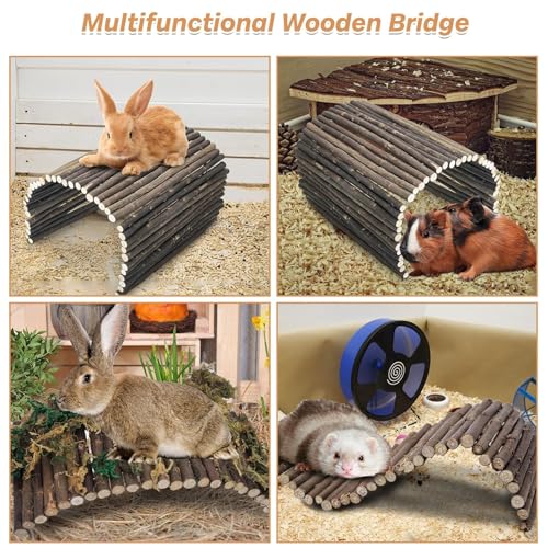 PINVNBY Extra Large Wooden Bunny Ladder Bridge (25 x 15 inches), Rabbits Hideout, House, Tunnel, Rodents Chew Toys for Guinea Pig, Chinchillas, Hedgehogs, Ferrets, Rat - size: 1 PCS, XL ( 25 X 15 inches )