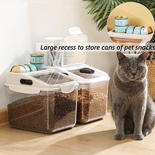Fhiny 5.5LB Dog Food Storage Container, Airtight Pet Treat Bin Translucent Dry Food Grain Storage Barrels Sealed Bucket Moisture-Proof Plastic Cat Puppy Food Bin with Seal Locking Lid Keep Fresh - size: M:11.4"L x 7.8"W x 7.2"H