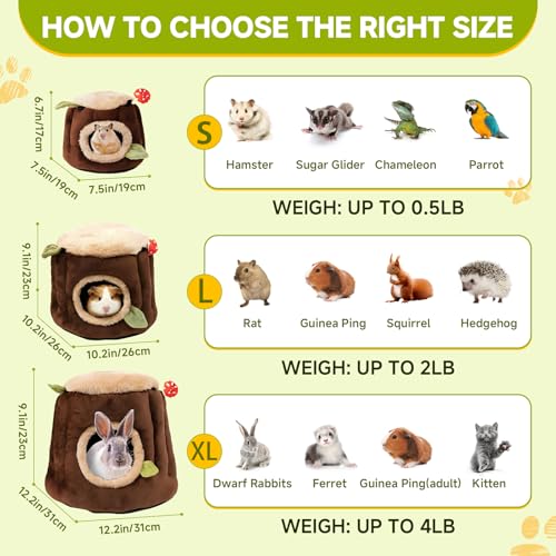 LYART Guinea Pig Hamster Bedding or Hideout for Mouse Mice Rat Ferret Bunny Fluff Bedding Bed House Cage Accessories, Dwarf Rabbits Hedgehog Bearded Dragon Warm Bedding Winter Nest Cave, Washable(1.S) - size: 1.S