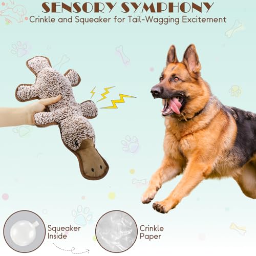 No Stuffing Dog Squeak Toys, 5 Pack Chew Toys for Small to Large Puppies | Durable Plush Puppy Teething Toys, Interactive to Keep Pets Busy, Toss Fetch Tug Play, Best Birthday Gift - color: Black, dark brown, green, yellow, coffee