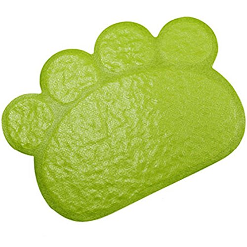 PVC Pet Dog Cat Puppy Kitten Dish Bowl Food Water Feeding Placemat, Non-Slip Cat Litter Mat Paw Shape, Blue Large - color: Blue, size: Large(17.7"x23.6")