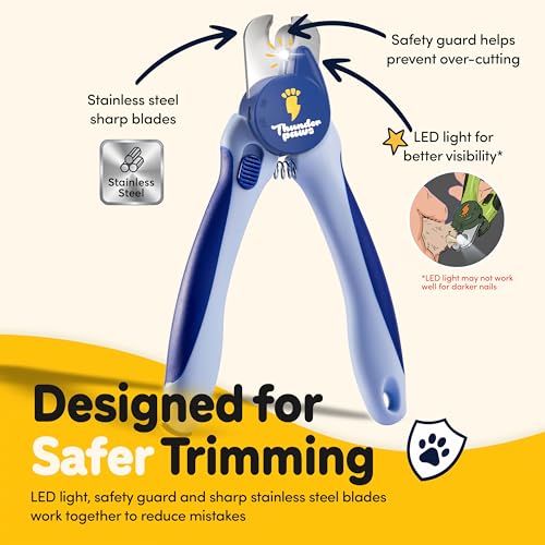 LED Dog Nail Clippers with Light Illumination, Trimmers with Protective Guard, Safety Lock and Nail File - Suitable for Large and Small Dogs & Cats (Blue) - color: Blue, size: Medium-Large (LED)