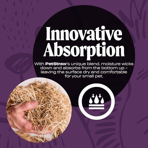 HealthiStraw PetStraw Mini, 38 L (4 lbs) – All-Natural Multi-Length Wheat Straw Animal Bedding for Small Pets -Ideal for Tunneling and Burrowing, Soft - Sustainably Sourced