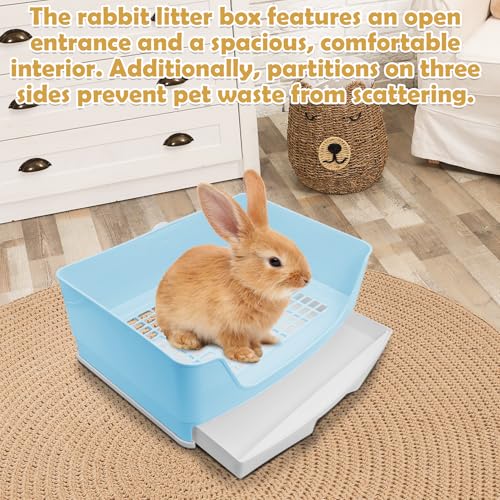 kathson 2PCS Large Rabbit Litter Box Trainer, Potty Corner Toilet with Drawer Bigger Pet Pan for Adult Hamster, Guinea Pig, Ferret, Galesaur, Bunny and Other Animals (Blue,Brown) - size: 2PCS, Brown，Blue