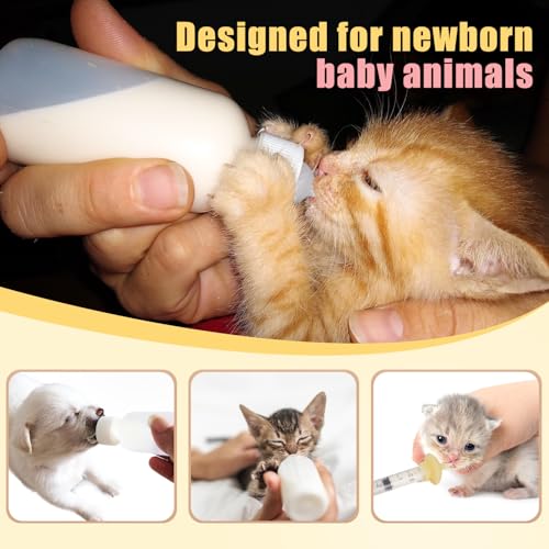 Mini Pet Feeding Bottle and Syringes with Nipples for Small Cat Dog Animals (Model 4) - size: model4