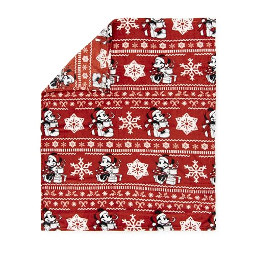 Jay Franco Kids Christmas Hugger Set – 12" Plush Pillow Buddy & 46" x 60" Fleece Throw Blanket, Ultra-Soft Bedding & Travel Set, Holiday Bedroom & Couch Décor, Red - Mickey Mouse - color: Red - Mickey Mouse