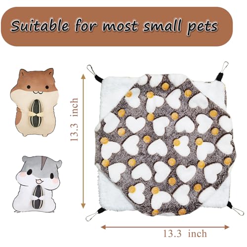 Guinea Pig Ferret Hammock for Cage - Machine Washable Double-Decker Hanging Bed - Fits Sugar Glider,Fancy Rat,Hamster,Gerbil - 13.3" x 13.3" - Love Coffee Pattern - size: 13.3''X13.3''