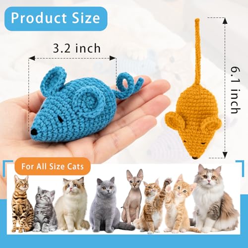 Retro Shaw Cat Toys Mice, Catnip Toys Mouse for Indoor Cats, 3 Pack | Hand Crocheted Knitting, Durable Wool Yarn Material, Soft and Textured Catnip Chew Toys Safe Teeth Cleaning - style: Cat Toys Mice-3