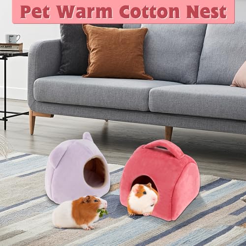 YUEPET Guinea Pig Bed 2 Pack, Washable Guinea Pig Cage Accessories Small Animal Bed Hideout for Guinea Pigs Chinchillas Hamsters Hedgehogs (Handbag and Bear) | Guinea Pig Hideout, Guinea Pig House, Soft Plush Fabric, Washable Beds, Anti-Slip Bottom, Handb